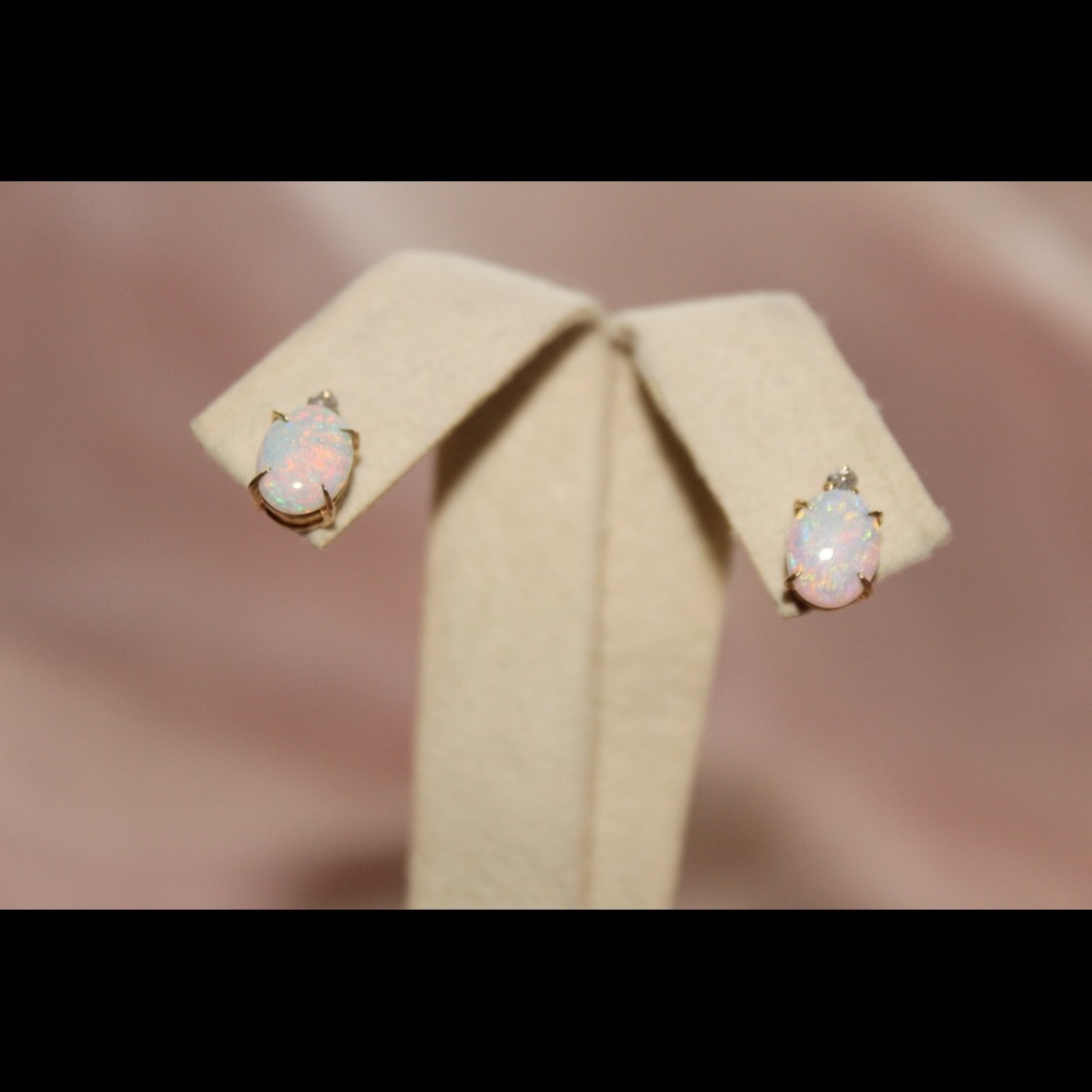 Solid 14kt Yellow Gold Earrings W/ Small Diamonds